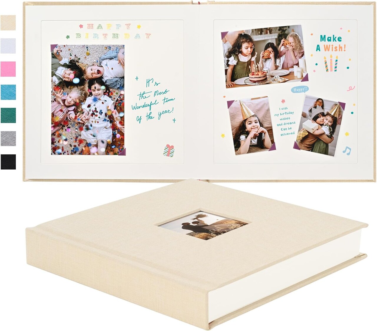 DIY Scrapbook Album 40 Pages Linen Hardcover Kraft White Paper Scrap Book Photo Albums Memory Book for Baby Wedding Family Anniversary Photo Album